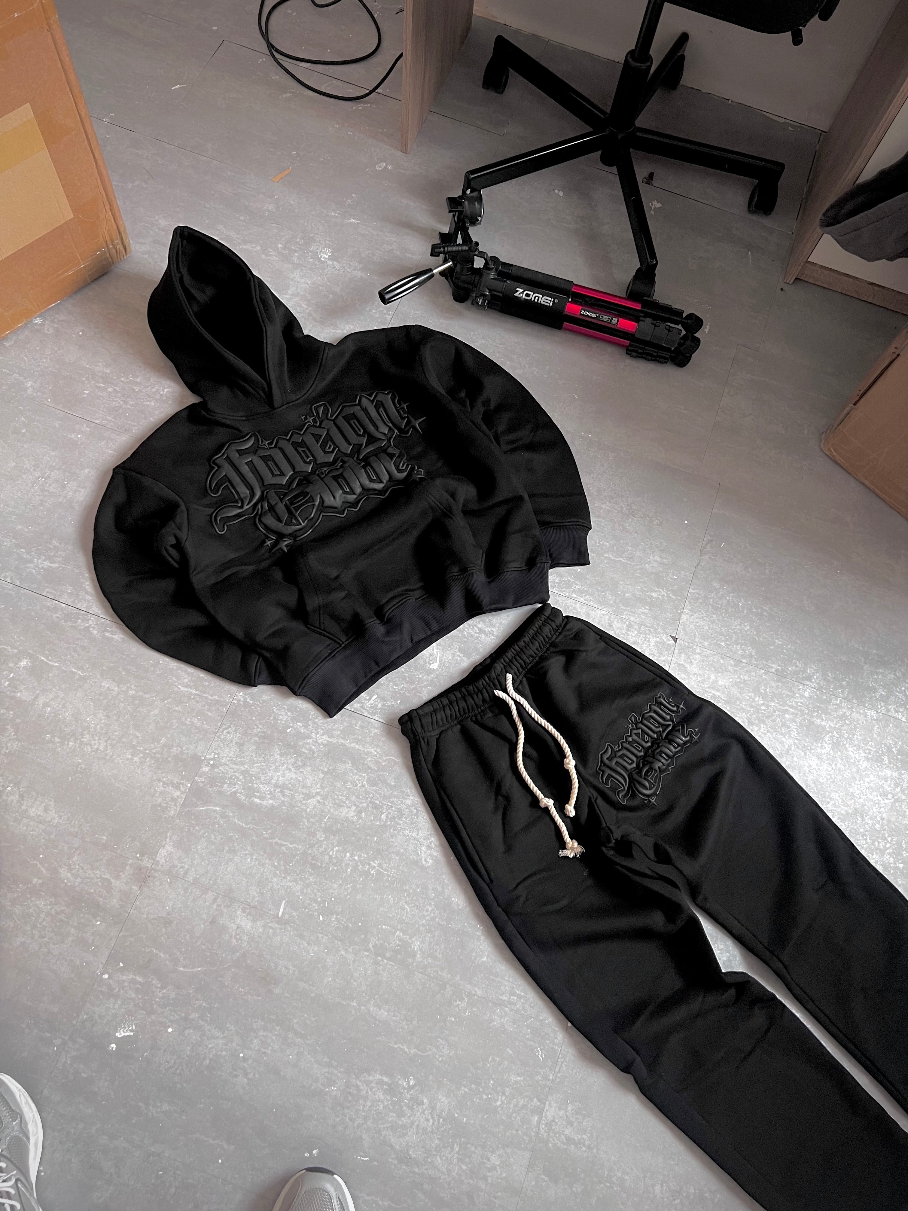 Triple Black Puff Tracksuit – Foreign Globe