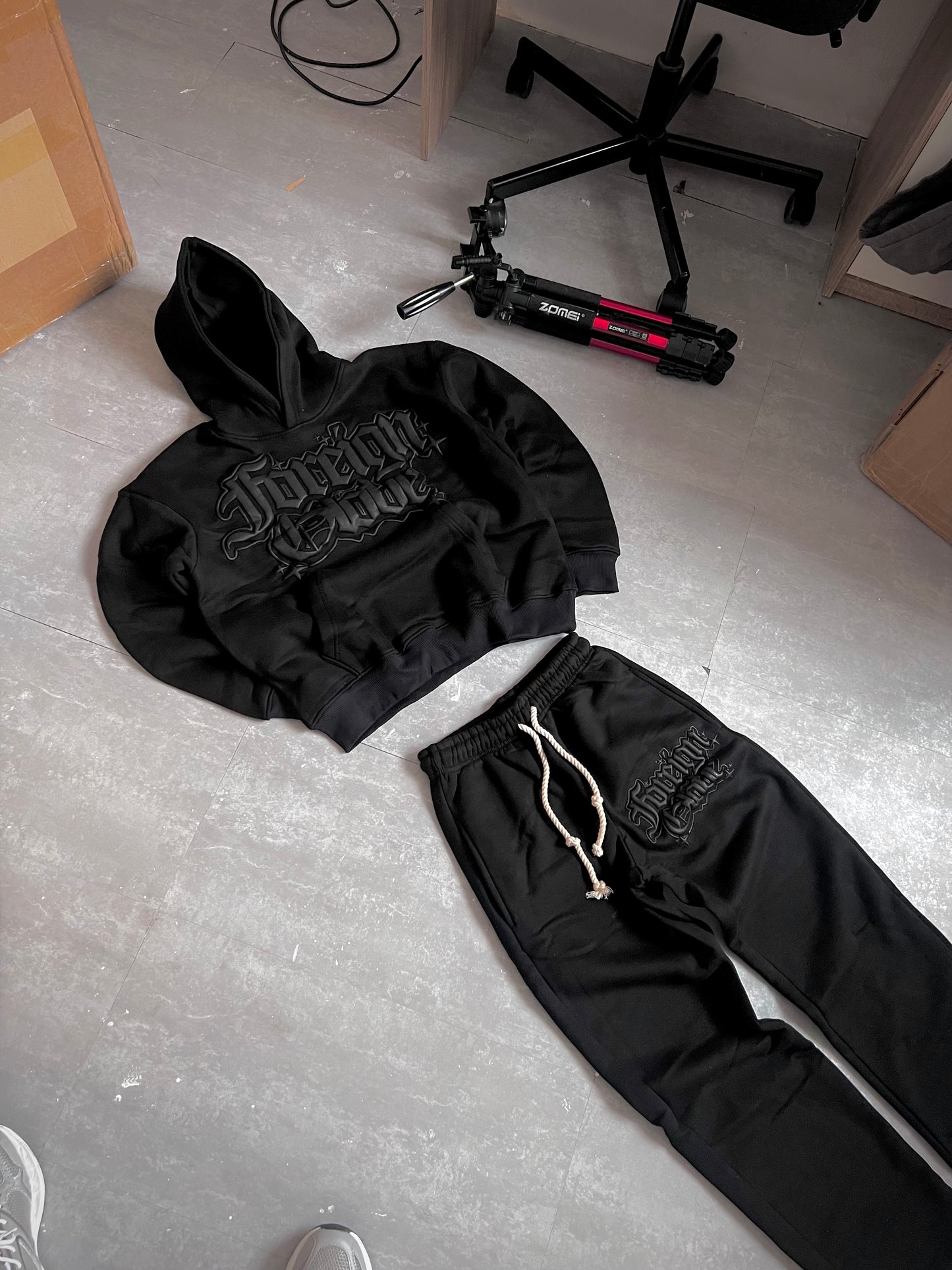 Triple Black Puff Tracksuit