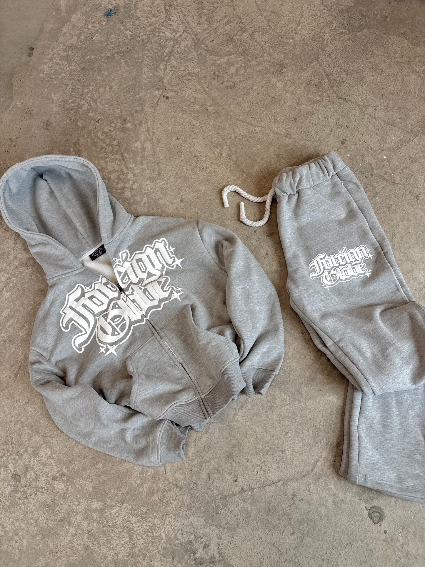 Grey Zip Up Puff Print Tracksuit