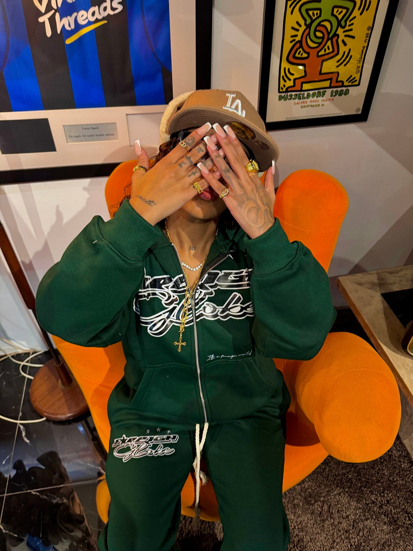Army Green Y2k Zipup Tracksuit