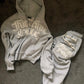 Grey Zip Up Puff Print Tracksuit