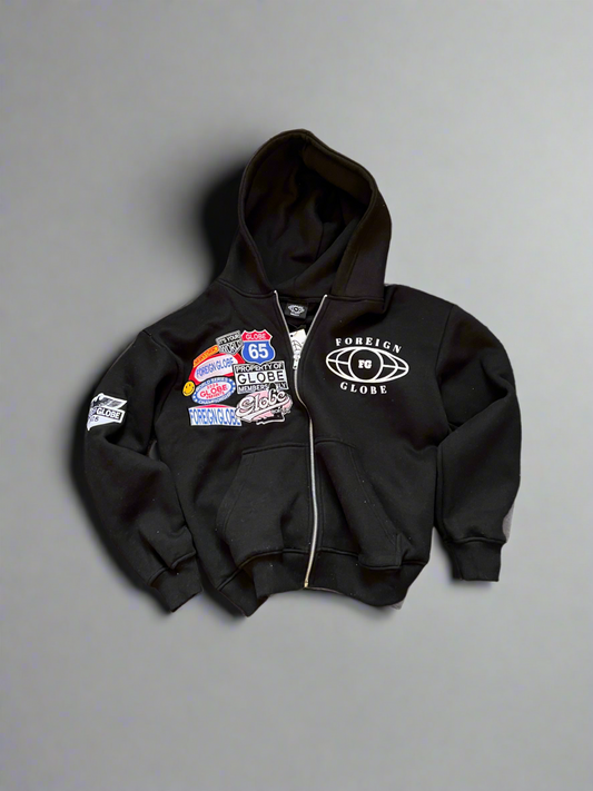 FG Black Patch Zip Hoodie
