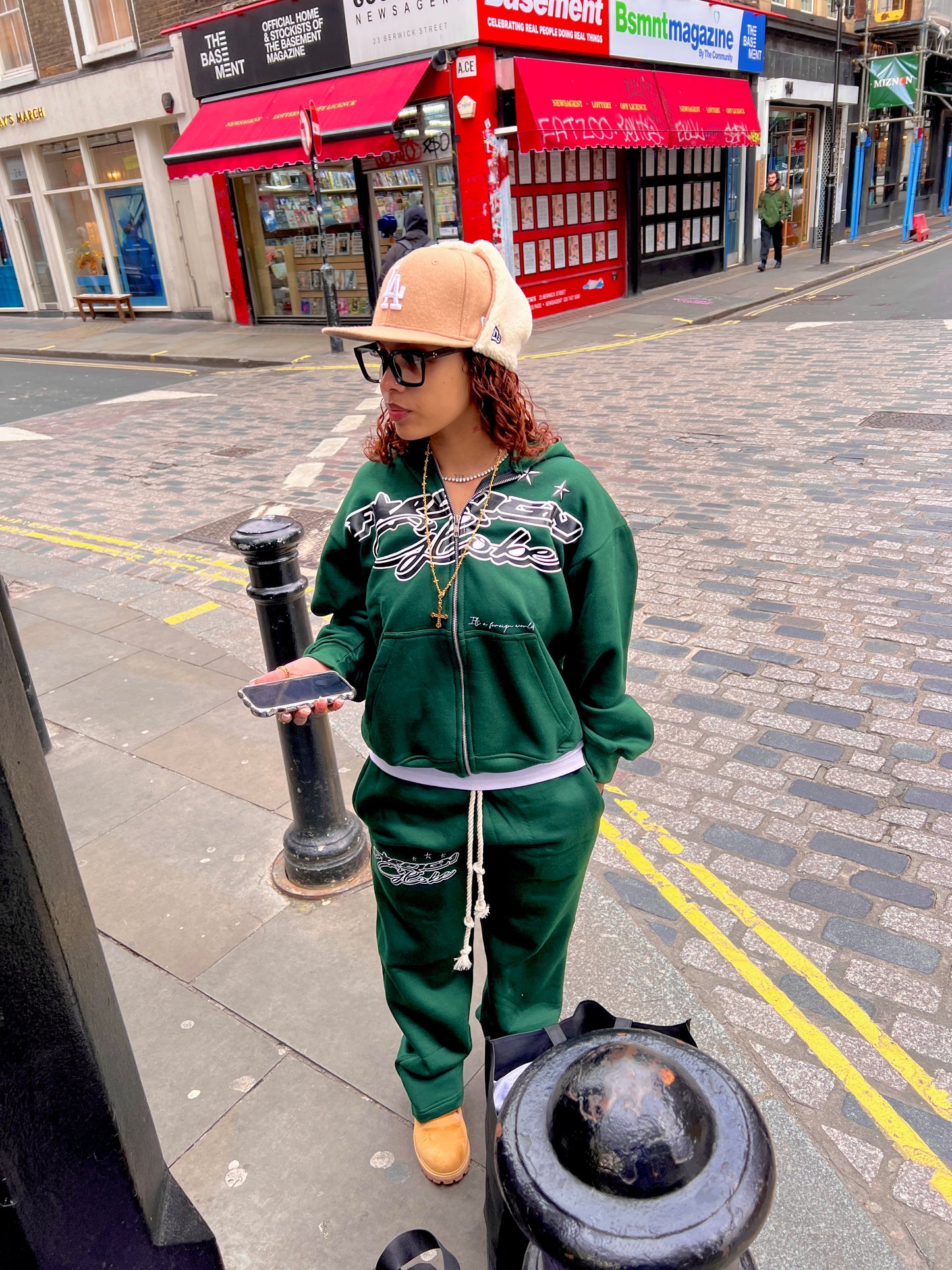 Army Green Y2k Zipup Tracksuit