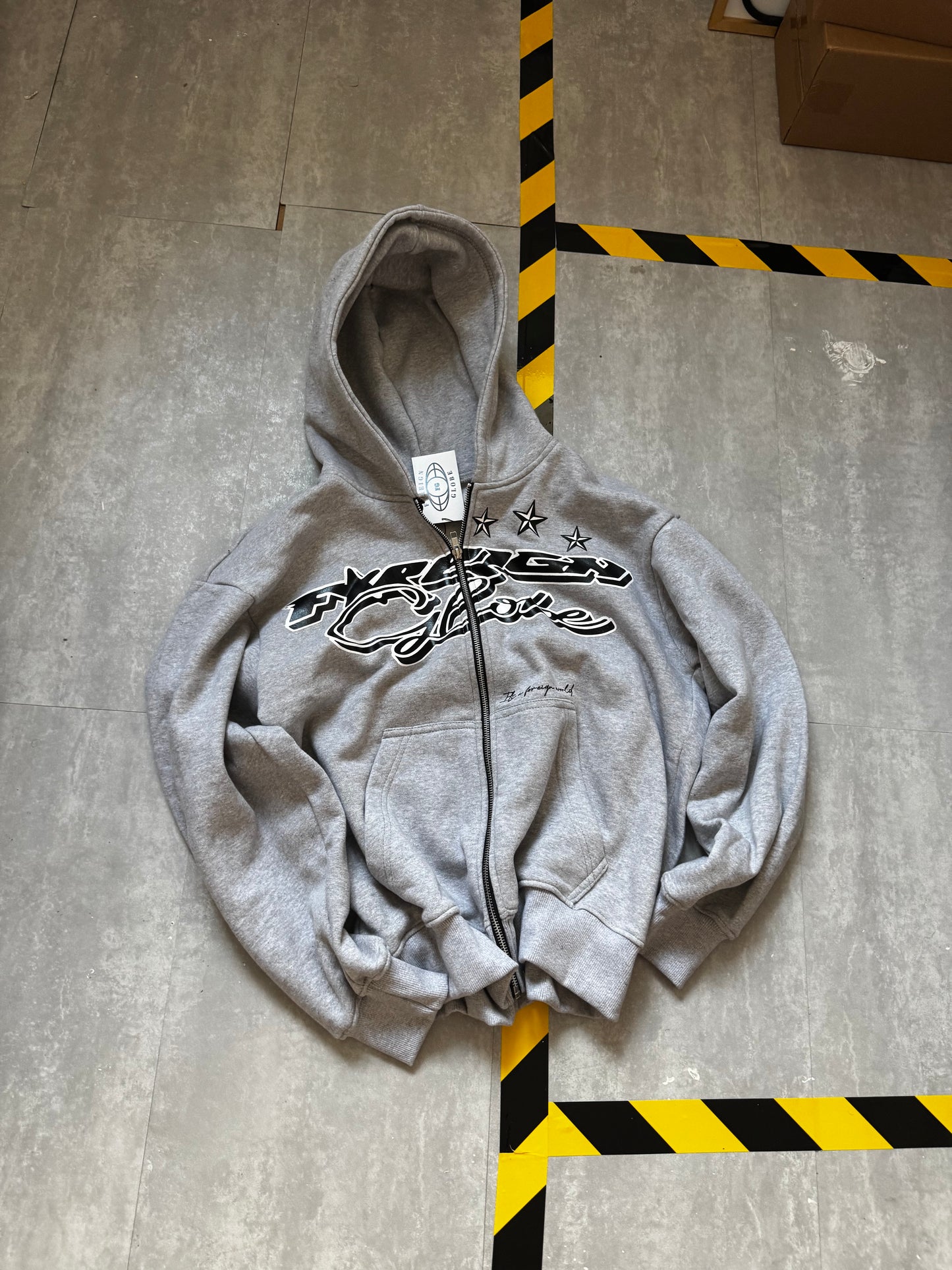 Grey y2k zip hoodie