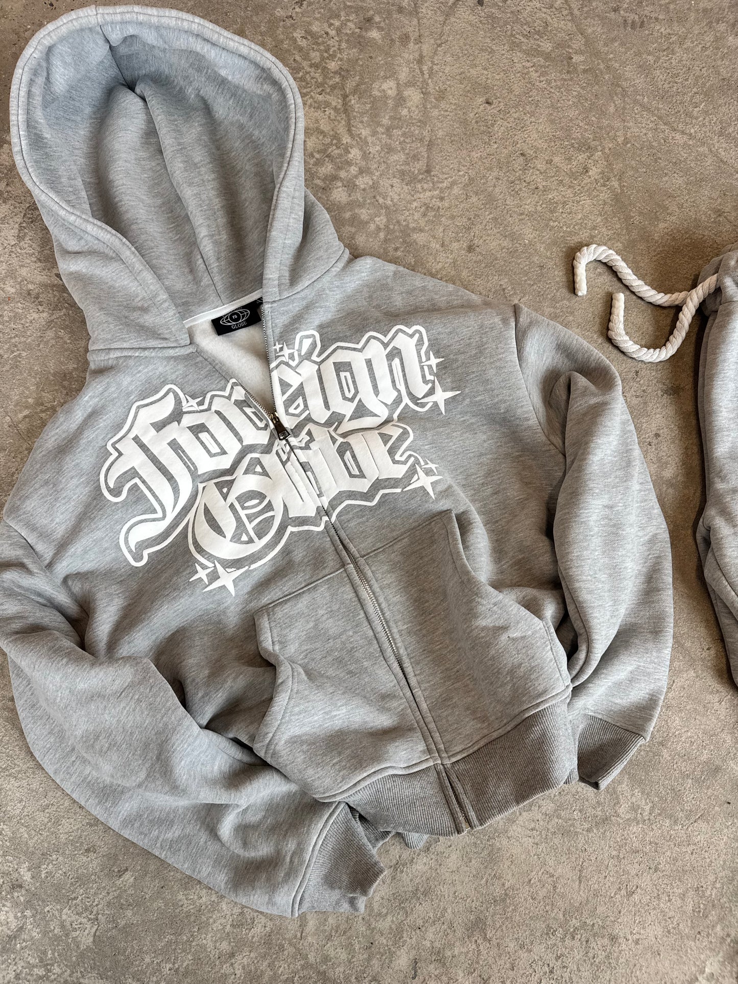 Grey Zip Up Puff Print Tracksuit