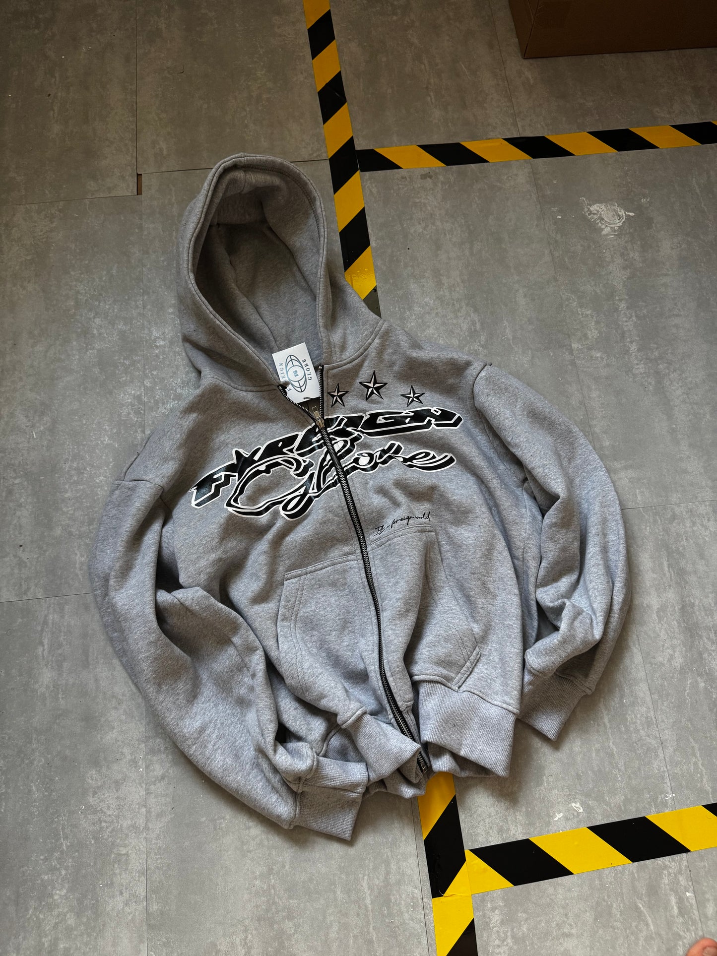 Grey y2k zip hoodie
