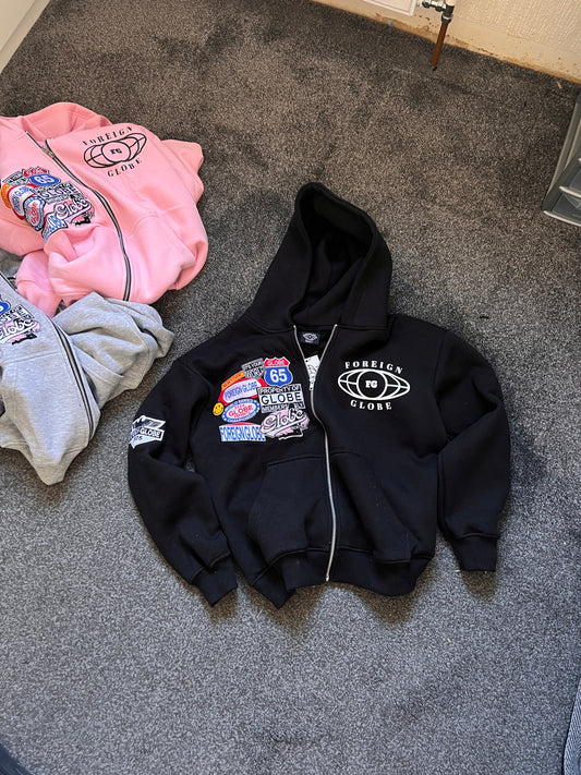 FG Black Patch Zip Hoodie
