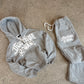 Grey Zip Up Puff Print Tracksuit